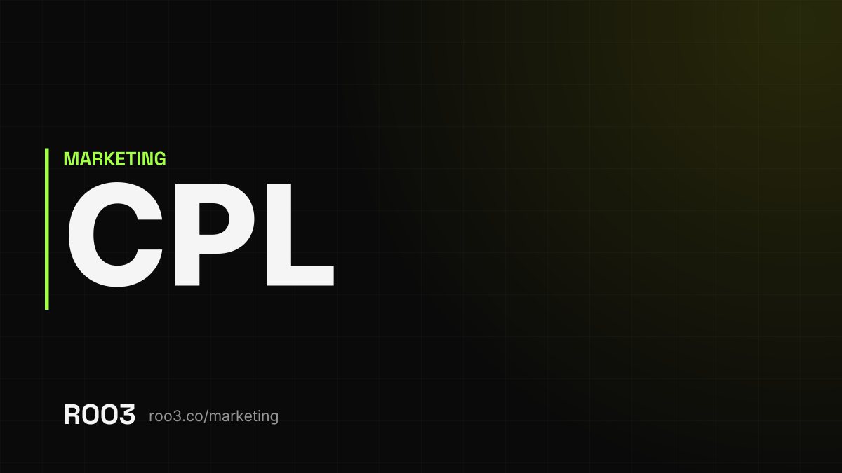 The acronym CPL in large letters on a dark background, with the address roo3.co/marketing
