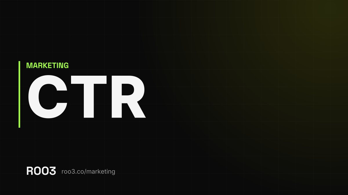 The acronym CTR in large letters on a dark background, with the address roo3.co/marketing