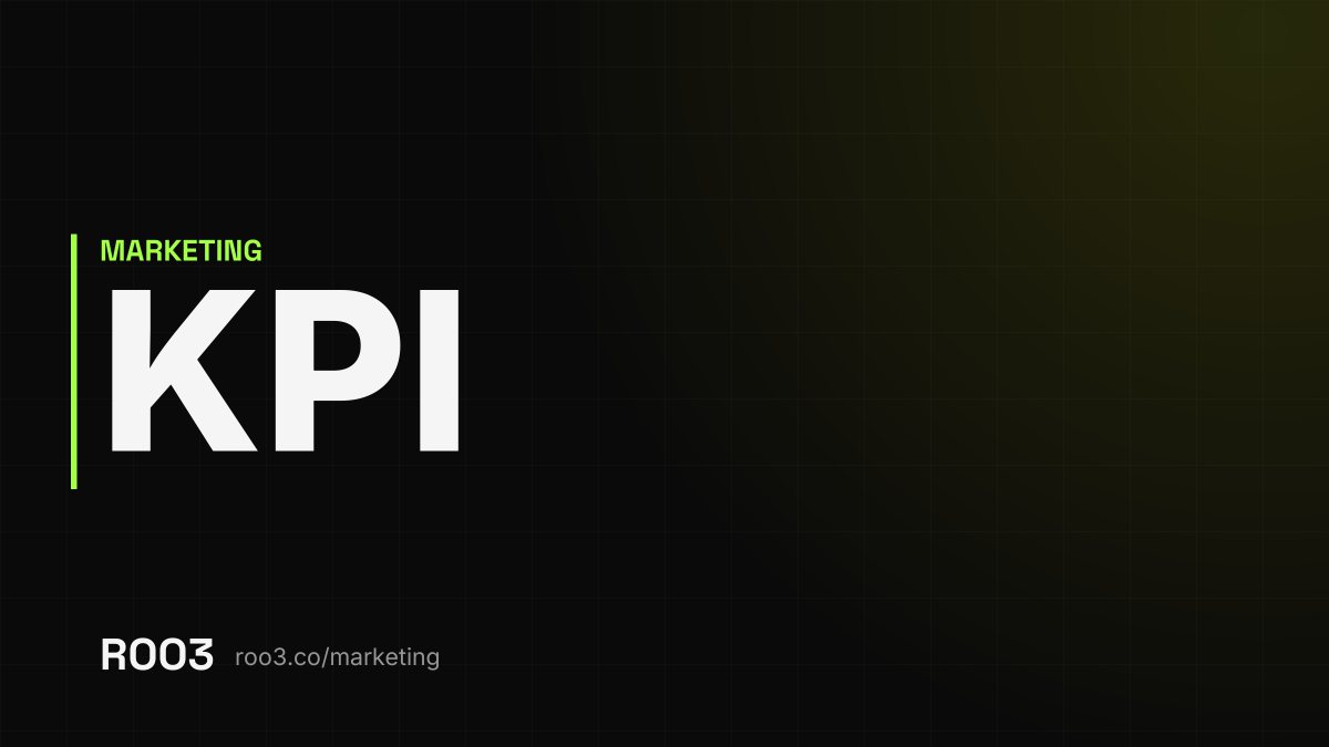 The acronym KPI in large letters on a dark background, with the address roo3.co/marketing